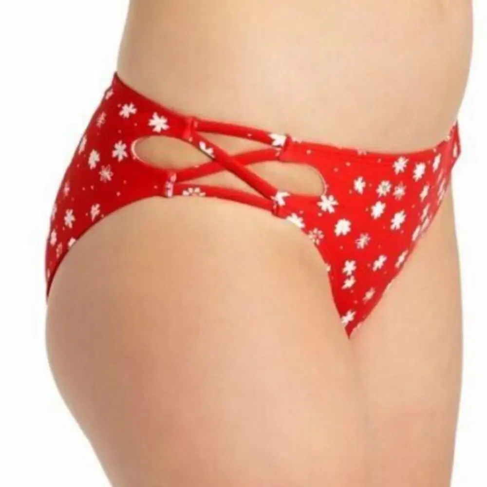 California Waves red strappy  bikini swim bottom